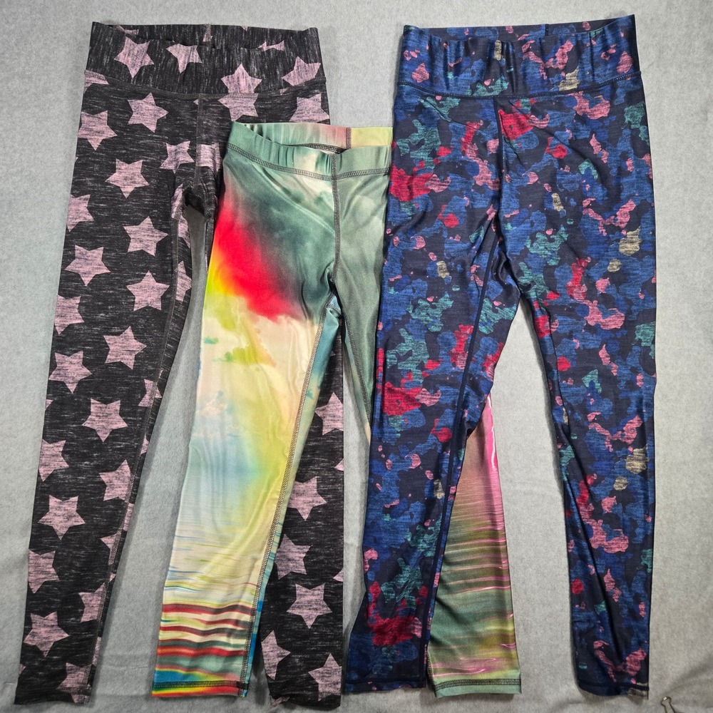 Terez Leggings Lot 3 Pairs Women Medium Stars Rainbow Camo Activewear Bundle